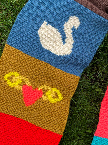 Patchwork Scarf~ Swan Heart