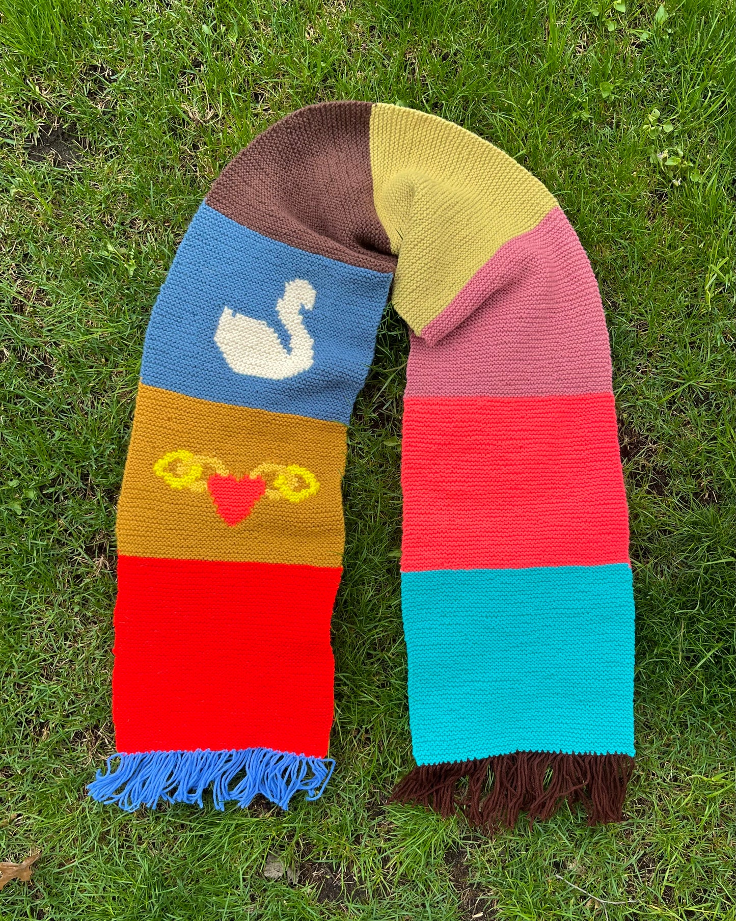 Patchwork Scarf~ Swan Heart