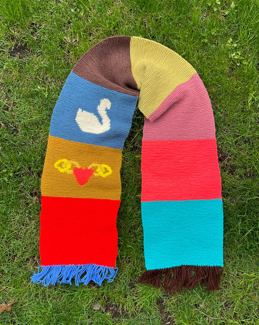 Patchwork Scarf~ Swan Heart