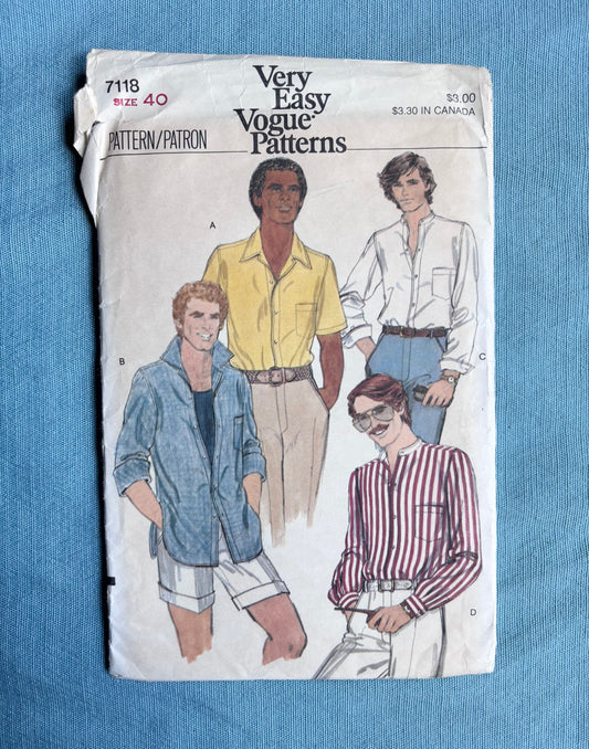 Button Down Shirts~ Vintage Sewing Pattern