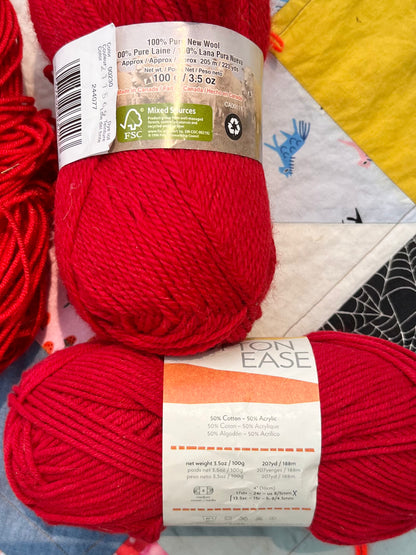 Red Yarn Bundle of 3